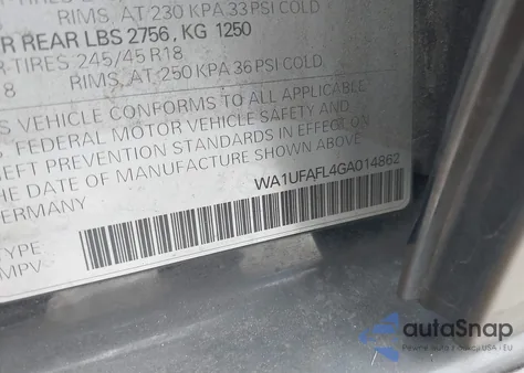 2016 Audi Allroad 2.0T Premium from USA, damaged, VIN WA1UFAFL4GA014862